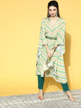 Green Digital Printed Flared Sleeve Kaftan Kurta-AHKFCRDP-6034-FF